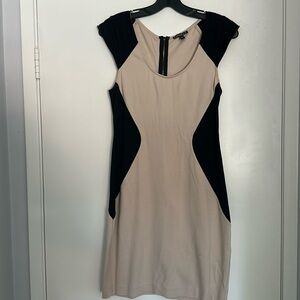 Black and beige Express dress with zipper back. Size 8